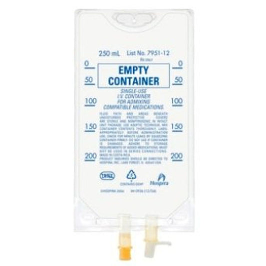 LifeCare 250 mL empty flexible IV container by Pasteur Pharmacy, medical supplies for IV fluid administration, case of 48.
