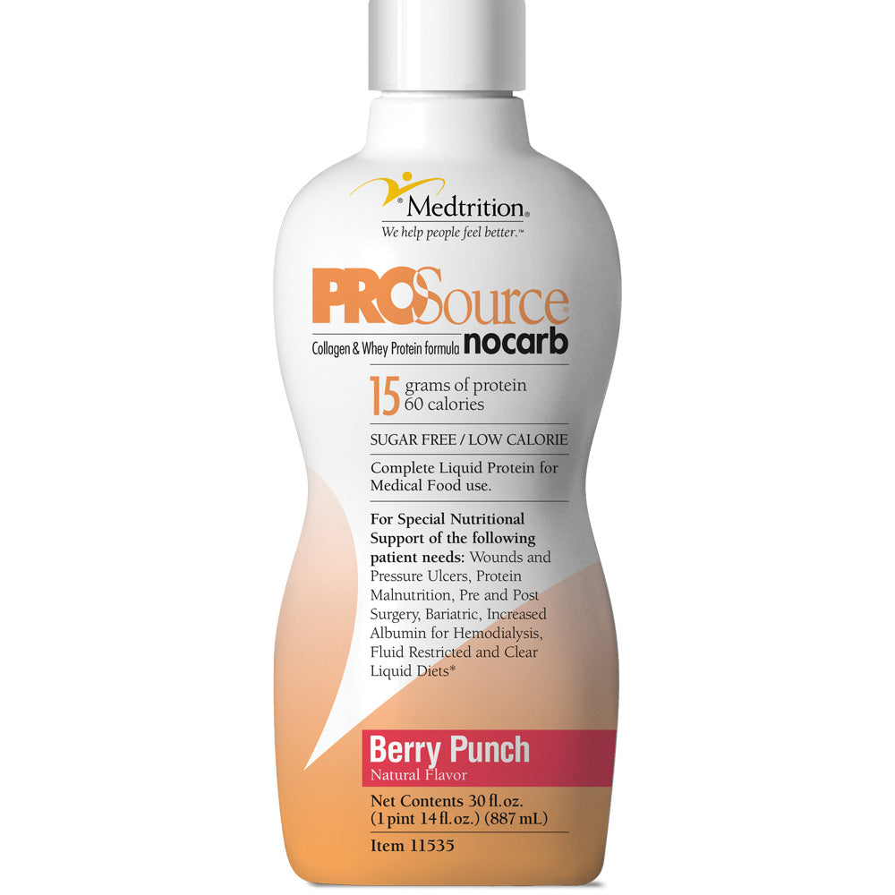 Medtrition ProSource NoCarb protein drink with collagen in a 30 oz bottle, designed for medical and nutritional support.