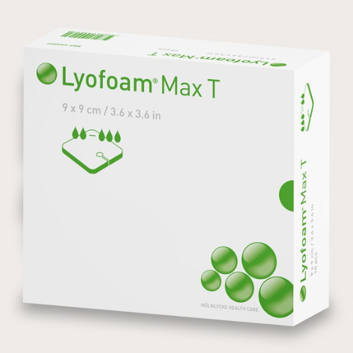 Mölnlycke Lyofoam Max T tracheostomy foam dressing, 3.5 x 3.5 inches, in a box of 10 medical supplies by Pasteur Pharmacy