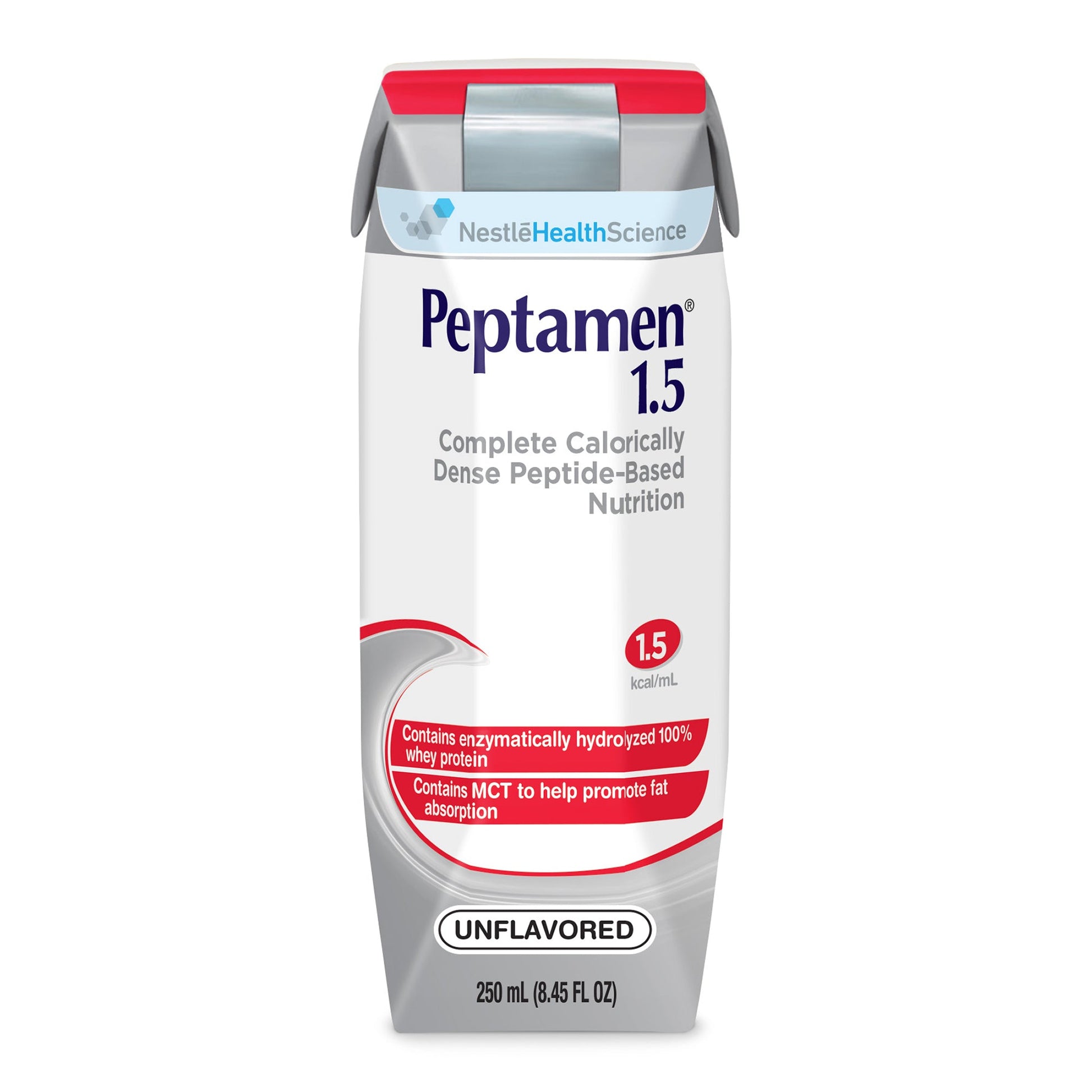 Nestle Peptamen 1.5 tube feeding formula in 8.45-ounce cartons, part of a case of 24, medical supplies by Pasteur Pharmacy.