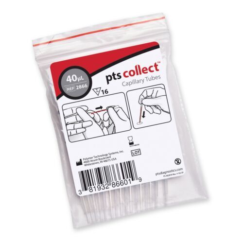 Pasteur Pharmacy CardioChek 40µL capillary tube for blood testing in medical supplies, detailed close-up image.