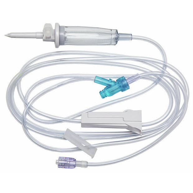 SAFEDAY IV administration set with macrodrip, 10 drops per mL, medical supplies from Pasteur Pharmacy, clear tubing and drip chamber