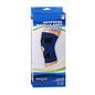 Blue neoprene Scott Specialties Sportaid knee brace with open patella, large size fits 15-17 inches, medical supplies for knee support.