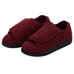 Silvert women's double-extra-wide wine-colored slip-on slippers for seniors with easy closure, designed for comfort and medical needs.