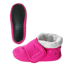 Silverts deep and wide diabetic bootie slipper in fuchsia, designed for women and men, ideal for medical comfort and support.
