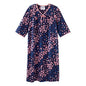 Silverts senior women's open-back knit printed nightgown with diagonal floral pattern, designed for adaptive medical use.