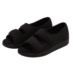 Silverts women's easy closure black sandal for indoor and outdoor wear, designed for comfort and medical needs.