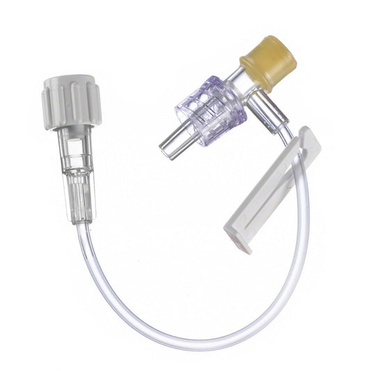 Small bore IV extension set with clamp, 100-inch length, medical supplies by Pasteur Pharmacy for intravenous therapy.