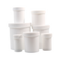 White 1 oz plastic ointment jar from Pasteur Pharmacy, used for medical supplies and ointment storage.