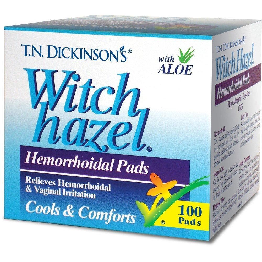 T.N. Dickinson’s Witch Hazel Hemorrhoidal Pads by Pasteur Pharmacy, 100 count, cooling and soothing relief for hemorrhoids.