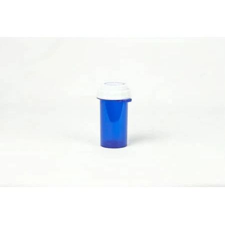 Reversible caps for vials, Pasteur Pharmacy medical supplies, 150 caps for 20-drams vials, black and white thumbtab design.
