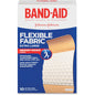 Flexible fabric Band-Aid medical bandages in a box, suitable for wound care by Pasteur Pharmacy, shown in the image.