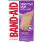 Extra large Band-Aid Sensitive Skin adhesive bandages by Pasteur Pharmacy, 7-pack, suitable for gentle skin protection.
