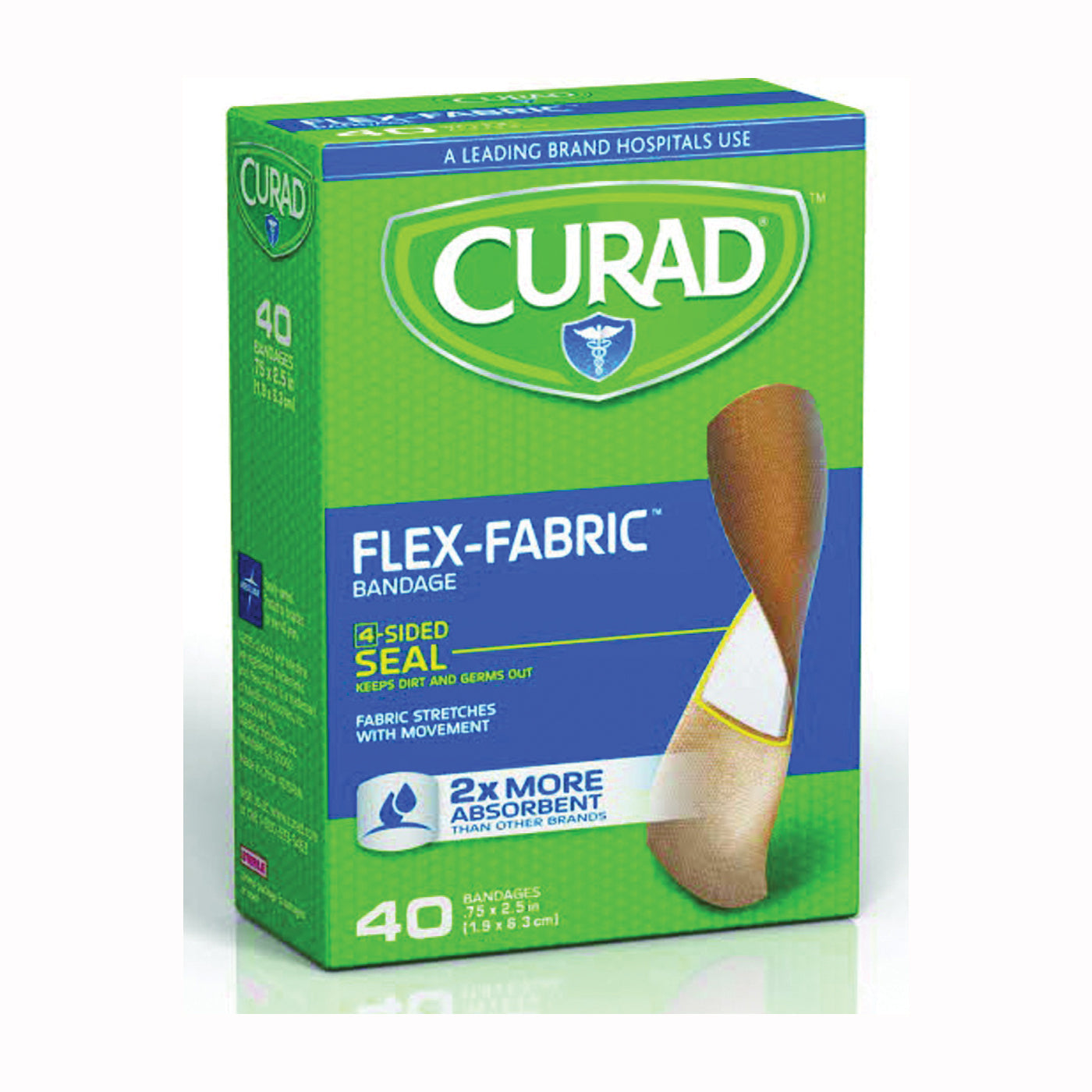 Curad Flex Fabric Adhesive Bandages in a pack of 40, medical tape and bandages for wound care, by Pasteur Pharmacy.