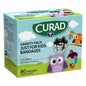 Curad Kids Bandages in assorted sizes from Pasteur Pharmacy, featuring colorful designs and flexible medical tape for minor cuts.