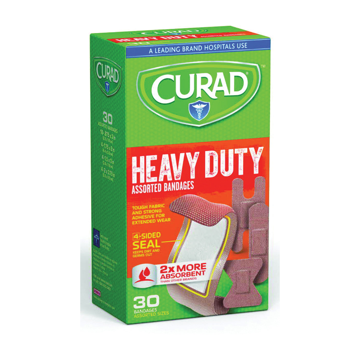 Curad Extreme Hold adhesive fabric bandages in assorted sizes, 30-pack, heavy-duty medical tape and bandages by Pasteur Pharmacy.