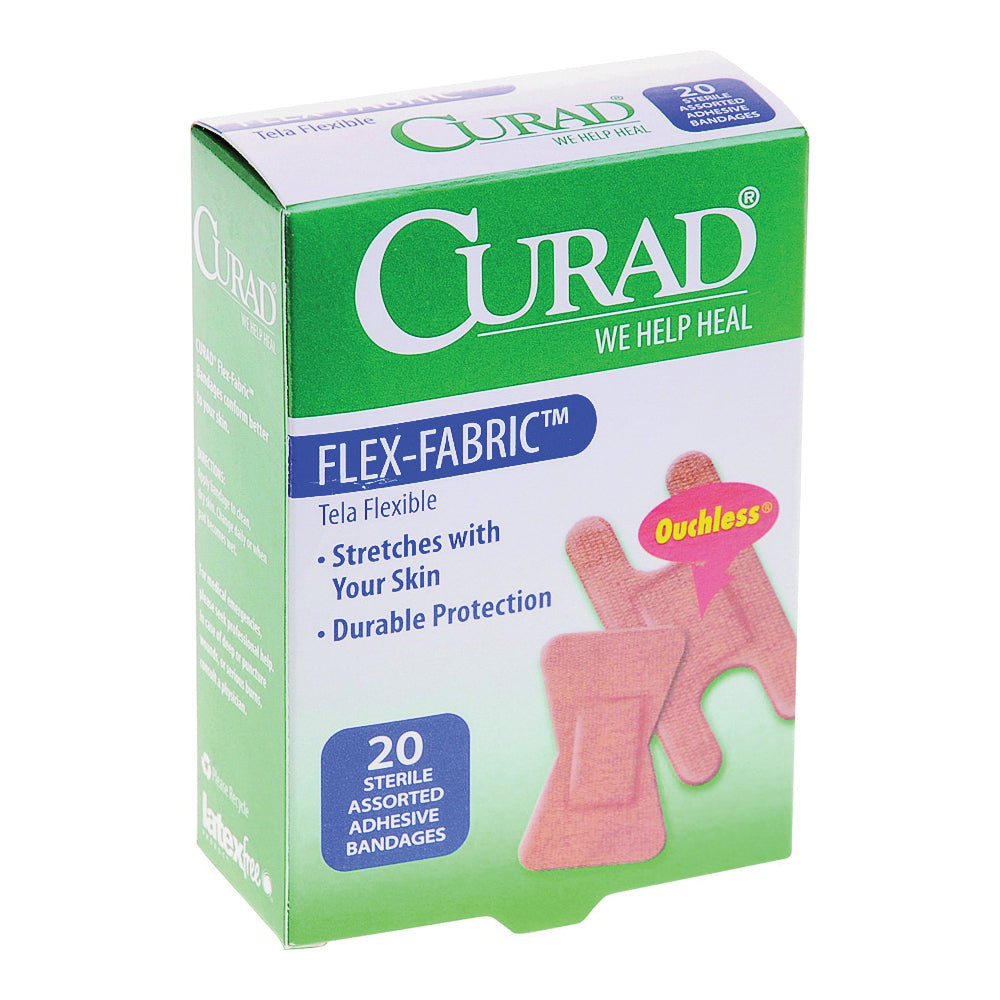 Curad Flex-Fabric fingertip and knuckle bandages by Pasteur Pharmacy, heavy-duty medical tape for finger and knuckle protection, 20 count.
