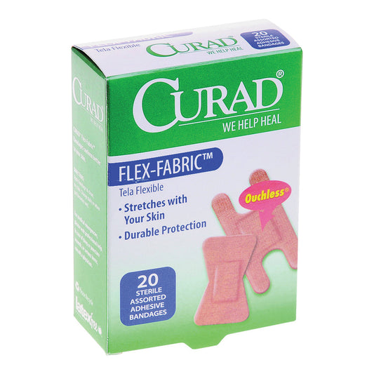 Curad Flex-Fabric fingertip and knuckle bandages by Pasteur Pharmacy, heavy-duty medical tape for finger and knuckle protection, 20 count.