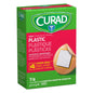 Curad plastic adhesive spot bandages on a medical tape packaging, used for small wound protection and healing.