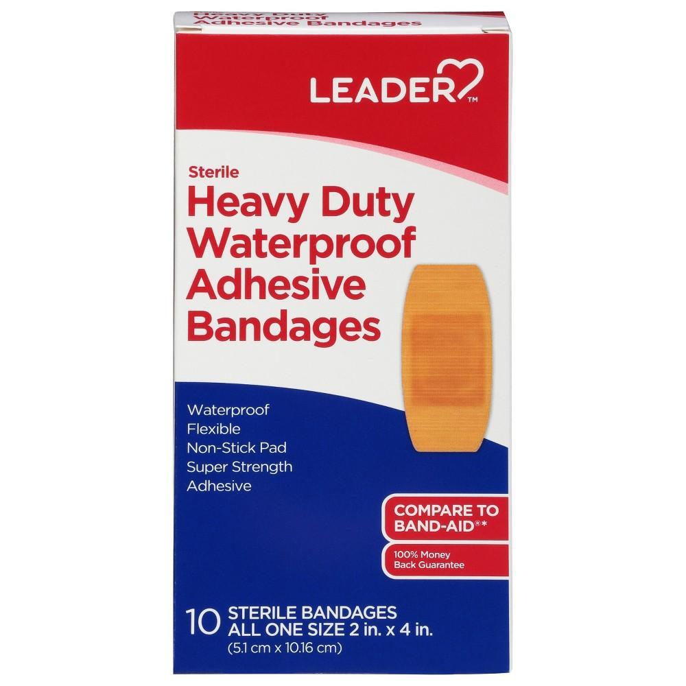 Sterile heavy-duty waterproof adhesive bandages by Pasteur Pharmacy for medical use, shown in a box with bandages and packaging.