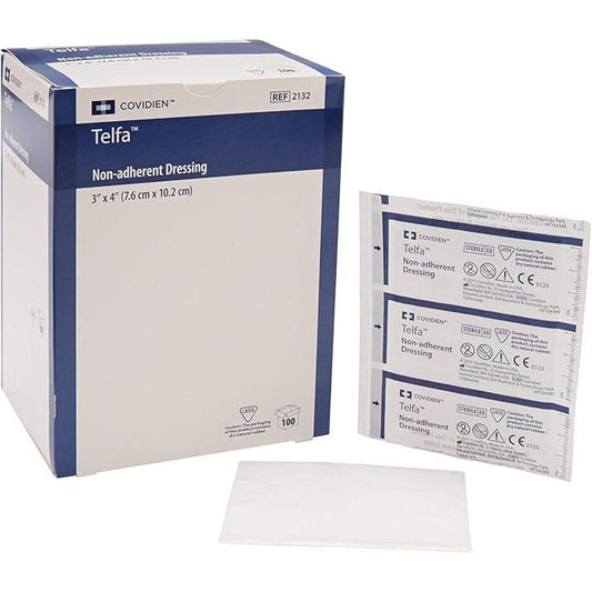 Sterile Telfa 1050 Ouchless Non-Adherent Wound Dressing Pads, 3x4 inches, designed for gentle wound care.
