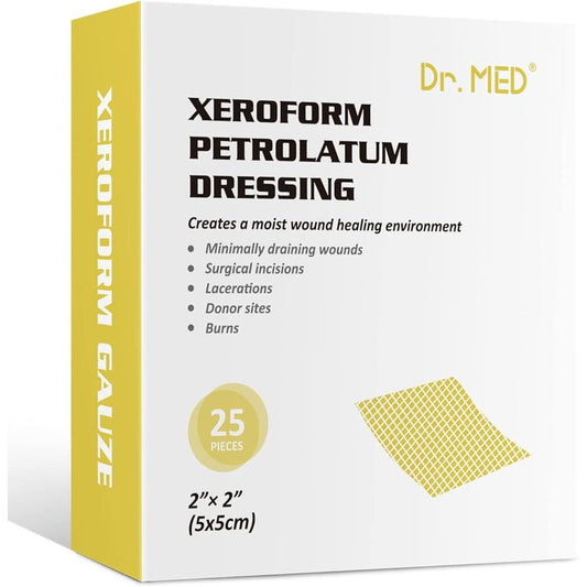 Xeroform Petrolatum Gauze Dressing 2x2 inches in box of 25, medical bandage from Pasteur Pharmacy