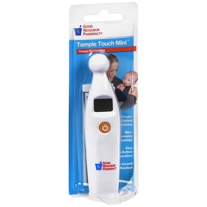 GNP Mini Digital Temple Touch Thermometer by Pasteur Pharmacy, showing a compact medical thermometer with digital display.