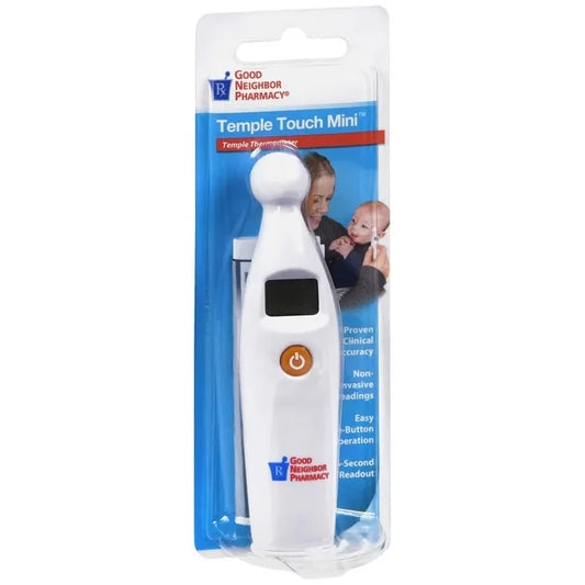 GNP Mini Digital Temple Touch Thermometer by Pasteur Pharmacy, showing a compact medical thermometer with digital display.