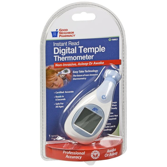 Digital temple thermometer from Pasteur Pharmacy, a medical thermometer used for accurate body temperature readings.