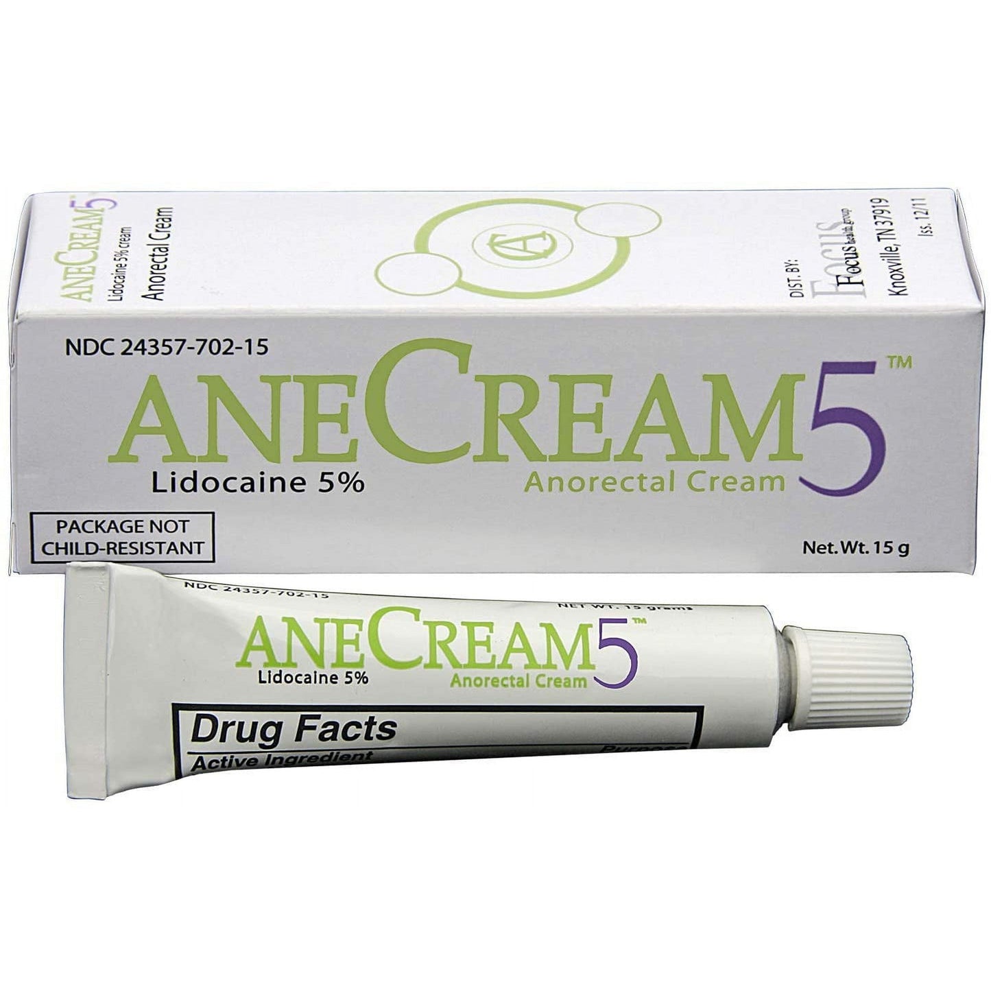 AneCream5 5% 15g medicine cabinet product by Pasteur Pharmacy, showing the packaging with cream tube and label.