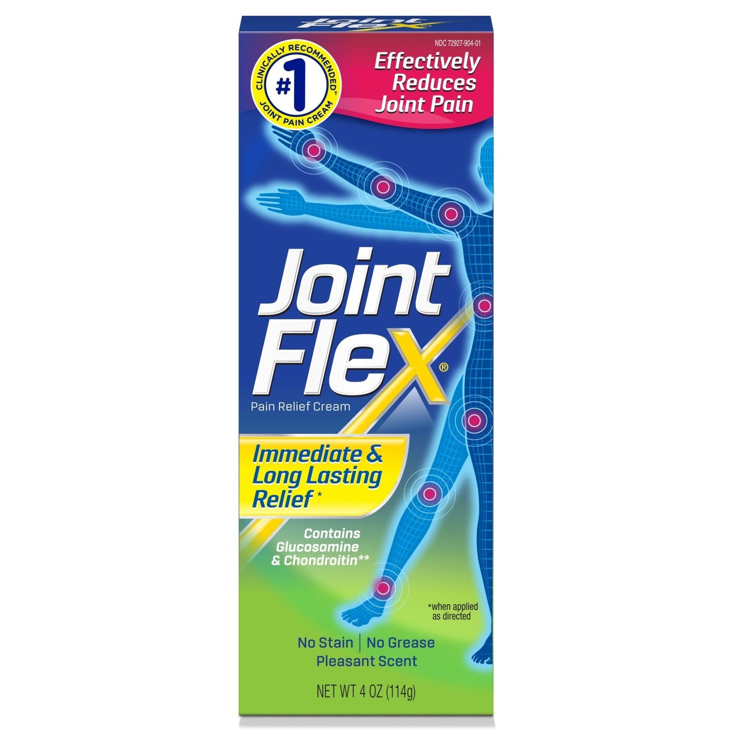 Pasteur Pharmacy JointFlex Pain Relief Cream for arthritis, 4 oz, in medicine cabinet, showing the container and label.