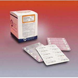 Loratadine 10mg allergy relief tablets in blister packs, stored in a medicine cabinet, by Pasteur Pharmacy.