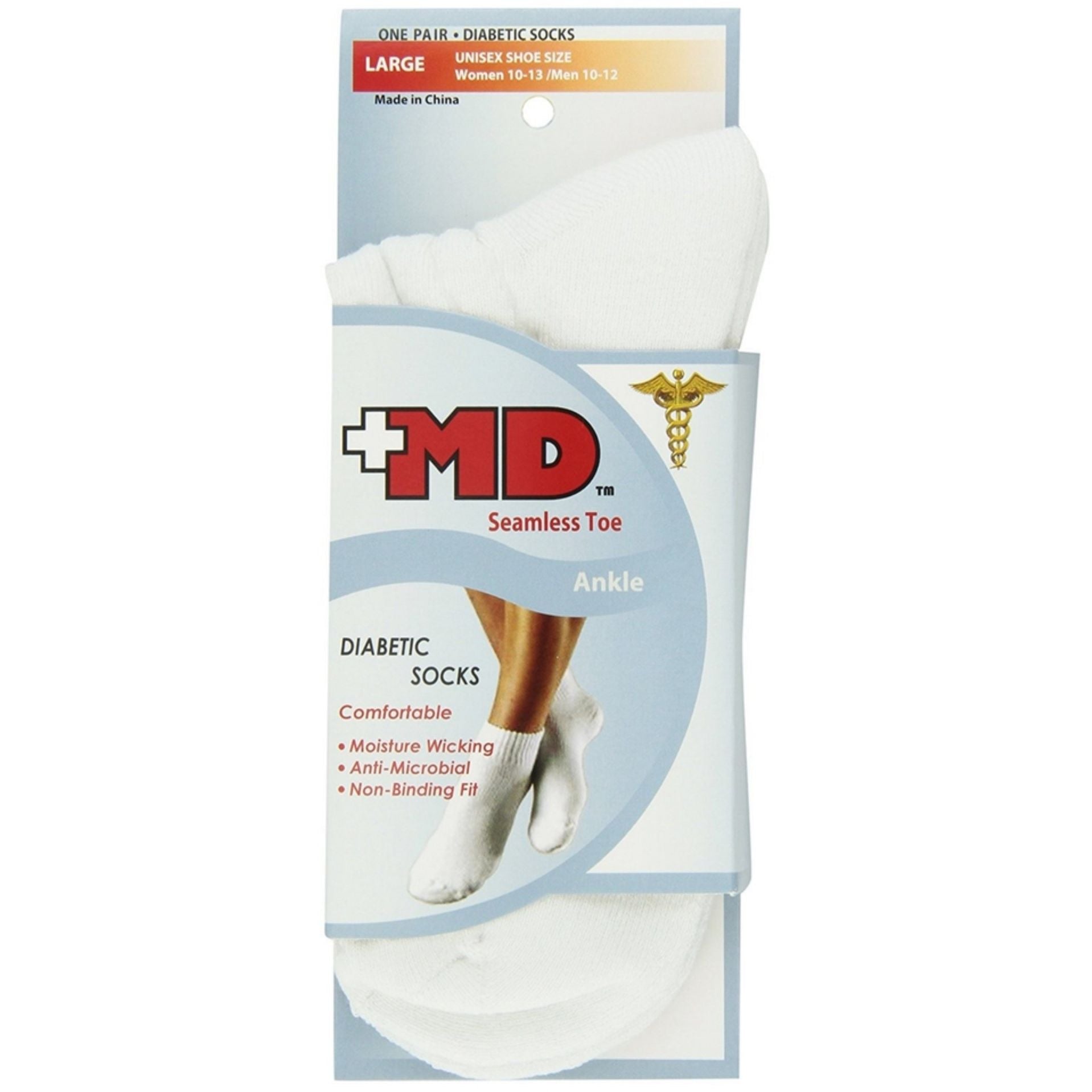 MD USA Diabetic Ankle Socks with seamless toe in large size, suitable for shoe size 9-12, from Pasteur Pharmacy