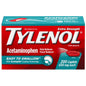 Tylenol Extra Strength Acetaminophen pain reliever caplets in a Pasteur Pharmacy medicine cabinet.