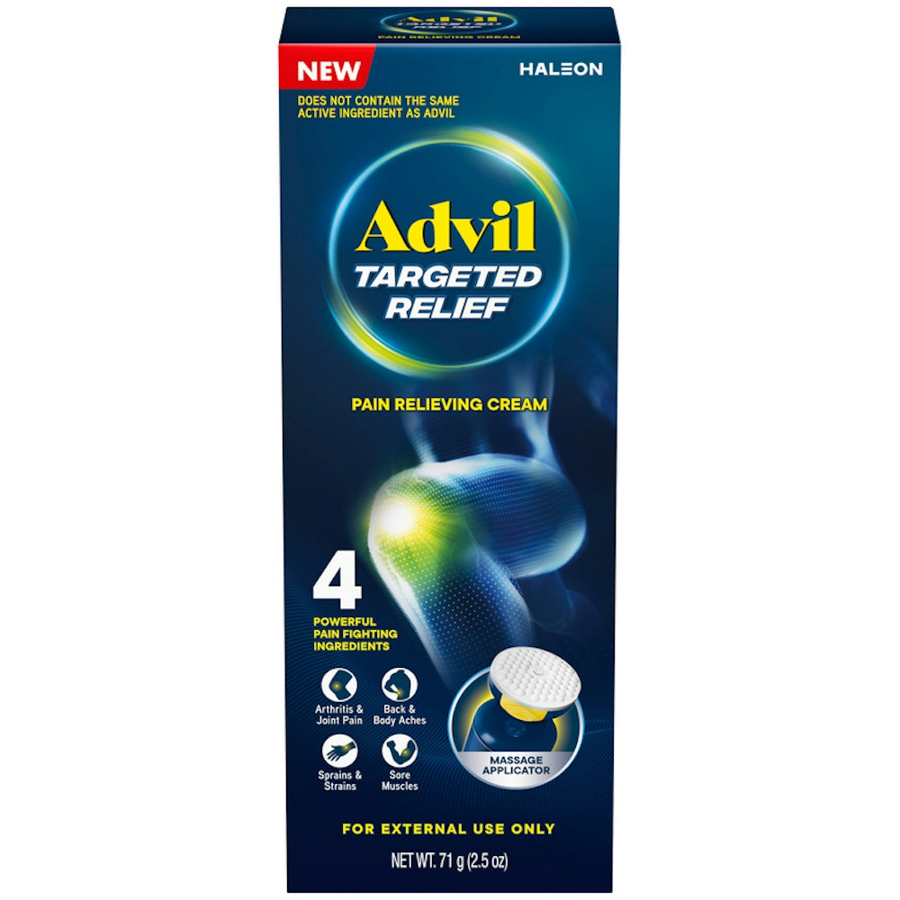 Advil Pain Relieving Cream by Pasteur Pharmacy in 2.5 oz tube, providing targeted relief for muscle and joint pain.
