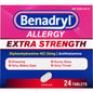 Benadryl Allergy Tb 50 mg medication by Pasteur Pharmacy, 24 tablets in a blister pack, used for allergy relief.