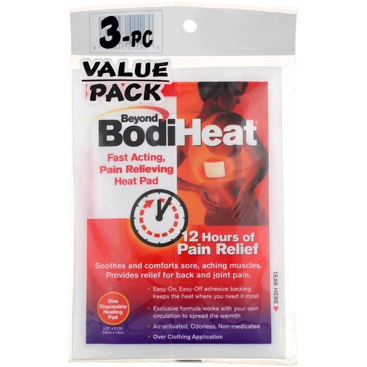 Beyond Bodiheat Pain Reliever Heat Pads from Pasteur Pharmacy, flexible heat therapy for muscle pain relief.