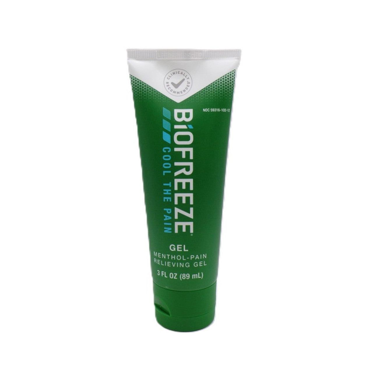 Biofreeze Menthol Pain Relief Gel in 3 Fl Oz bottle, soothing topical medicine for muscle and joint pain relief.