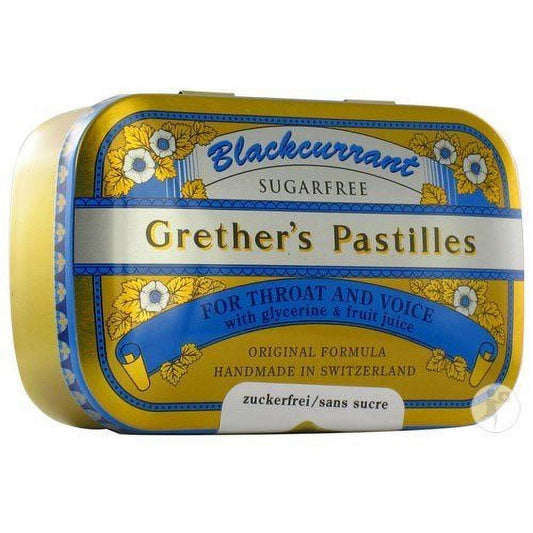 Black Currant Pastilles by Grether's, 2.1oz, herbal medicine and throat lozenges from Pasteur Pharmacy.