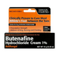 Butenafine HCl 1% antifungal cream in a 12g tube, used for prescription-strength skin relief, from Pasteur Pharmacy.