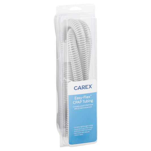 Carex CPAP tubing Easy-Flex, flexible medical tubing for sleep apnea therapy, shown in a clear image with connectors and flexible design.