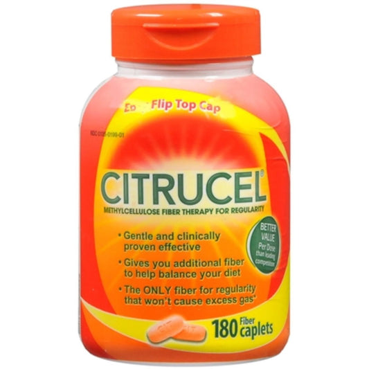 Citrucel Fiber Therapy methylcellulose caplets in blister pack, natural medicine for digestive health, by Pasteur Pharmacy.