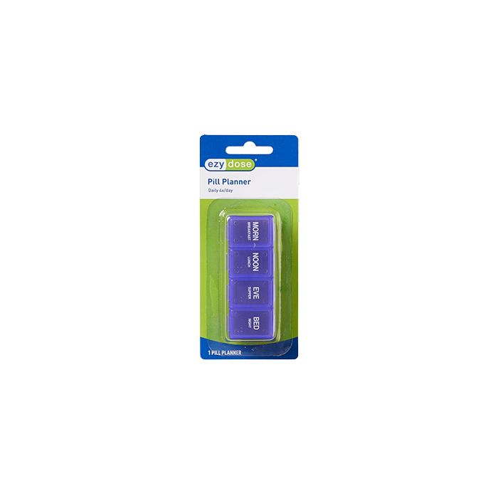 Ezy Dose Classic Pill Reminder with four compartments for daily medication, designed for easy organization and dosage management.