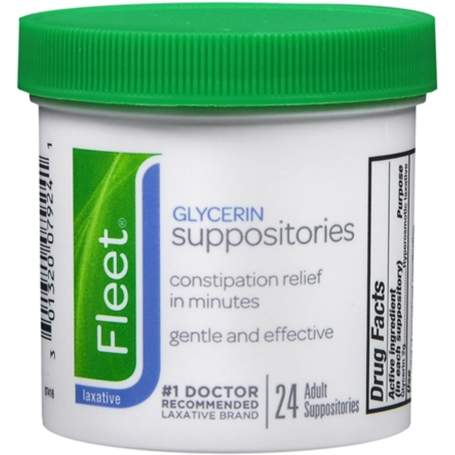 Fleet Glycerin Suppositories for Adults, 24 count, fast relief for constipation, from Pasteur Pharmacy.