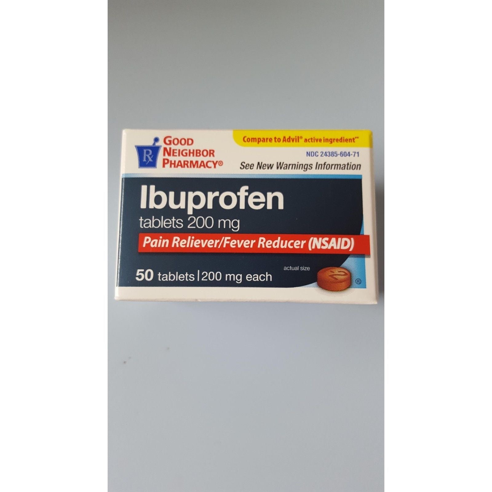 G.n.p. Ibuprofen 200 Mg tablets in blister pack, over-the-counter medicine for pain relief, from Pasteur Pharmacy.