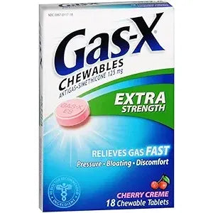 Gas-X Antigas Chewable Tablets Extra Strength Cherry, 18 tablets, natural medicine for gas relief by Pasteur Pharmacy
