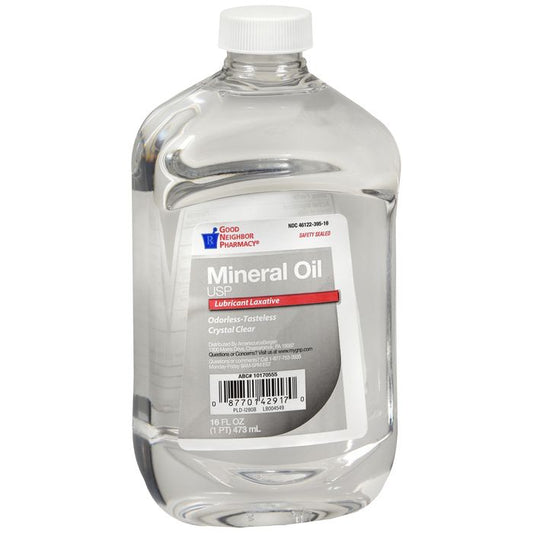 GNP Heavy Liquid Mineral Oil in 16 fl oz bottle, Pasteur Pharmacy medicine and drug product, case of 12 bottles.