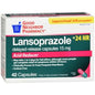 Pasteur Pharmacy GNP Lansoprazole 15 mg delayed-release capsules, acid reducer, 42-count bottle, prescription medication.