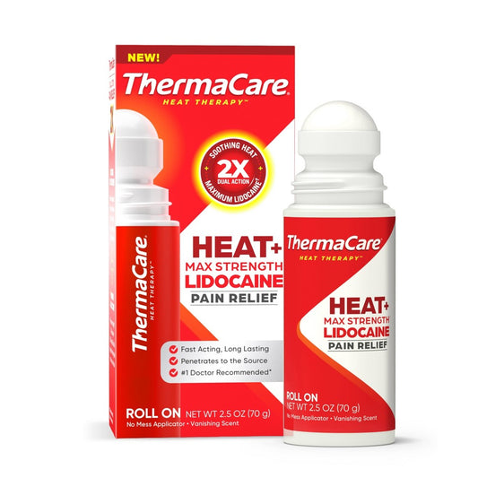 Heat+ Max Strength Lidocaine Pain Relief medicine by Pasteur Pharmacy in a 2.5 oz tube, used for numbing and pain relief.