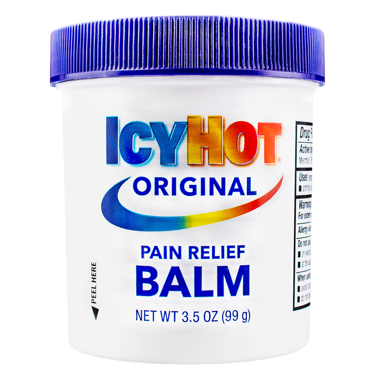 Icy Hot Balm pain relief ointment in a 3.5 oz jar, featuring 7.6% to 29% strength, by Pasteur Pharmacy.